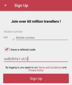 Enter redbus referral code