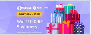 amazon quiz answers september 10th win 10,000 rupees 5 winners 1 amazon quiz answers 10th september