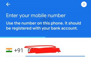 enter mobile number in Google pay