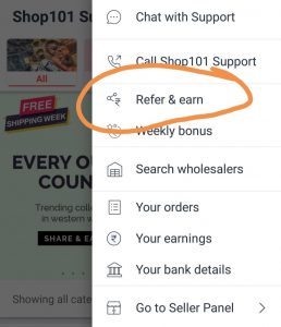 Click on refer and earn