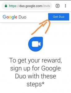 (over) Google duo invite link or rewards link. scratch Card 2 Click on get duo