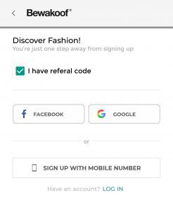 Select i have referral code option