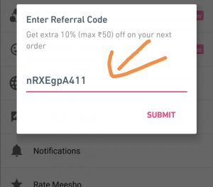 Meesho referral code (nRXEgpA411). Get 100 off + resell and earn 3 Enter meesho referral code