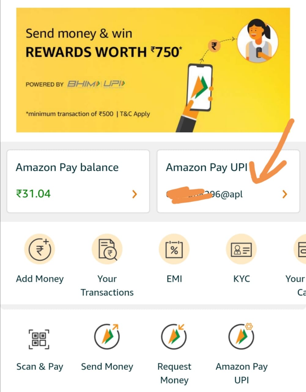 how to know my amazon upi id