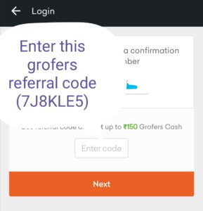 Enter grofers referral code 