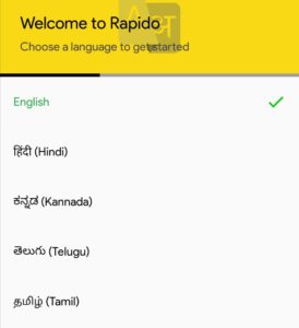 select language in rapido
