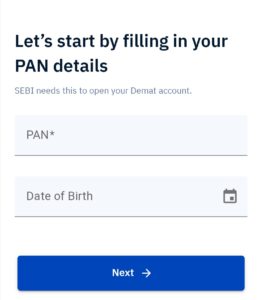 enter your pan and date of birth