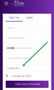 Onecode Referral code "one@141814". Complete tasks 2 Apply Onecode referral code