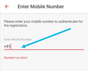 Enter mobile number dent app