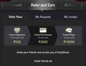 Refer and earn with ace2three