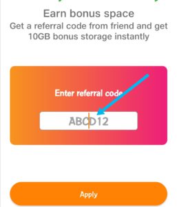 Enter jio cloud referral code