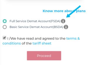 select Full service Demat Account (FSDA)