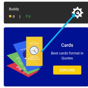 Aadhan app refer code, link get 100 coins 4 Click on the settings icon in the dashboard
