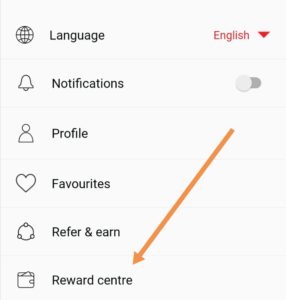 in the settings page click on the reward centre. 