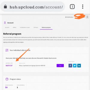 Upcloud refer and earn