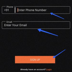 Enter your mobile number and Email