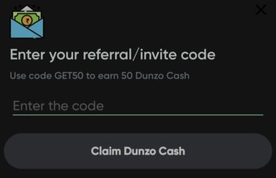 Enter Dunzo app referral code