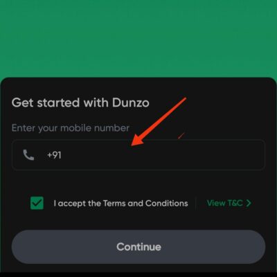 Enter mobile number dunzo app