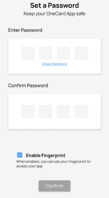 Set password for onecard