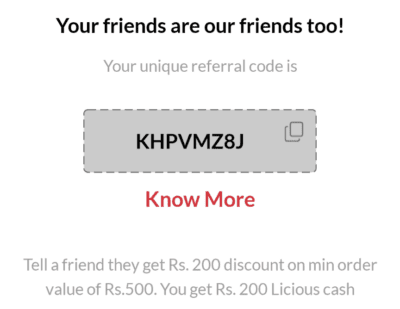 Licious app referral code
