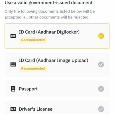 Binance use government-issued document 