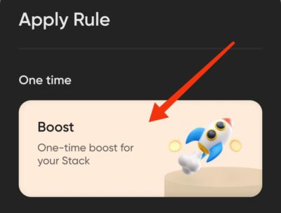 One time boost for your stack