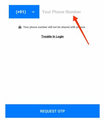 Pickzon enter mobile number 