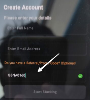 Enter Gosats Referral code