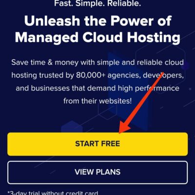 Click on start free option in the cloudways page