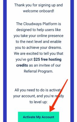 Activate Cloudways account