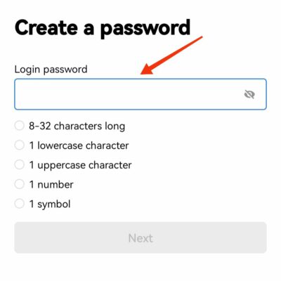 Create a strong password for Okx app