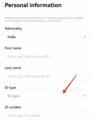 Fill your personal information in okx app