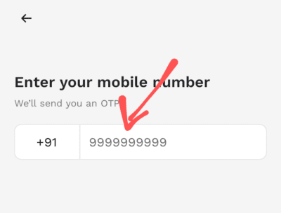 Enter mobile number in Probo app