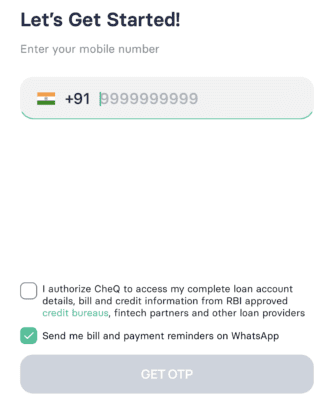 Enter mobile number in CheQ