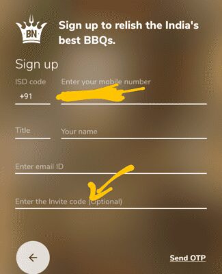 Barbeque Nation Invite code "OV7967". Free 100 coins 4 Enter Barbeque Nation Invite code