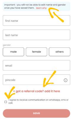 Enter MakeO Referral code 