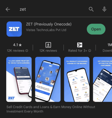 Download Zet app (previously onecode)