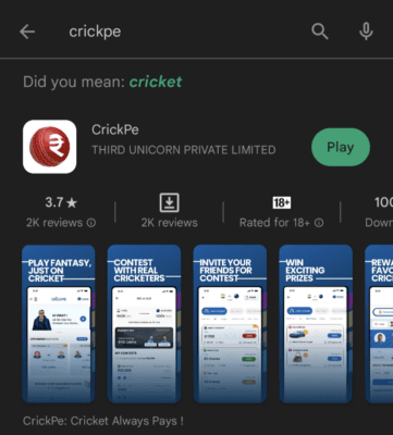 Download Crickpe app