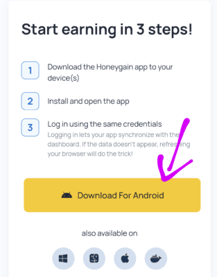 Download honeygain app