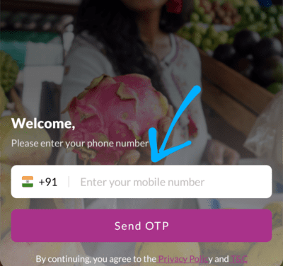 Enter mobile number in Lovelocal 