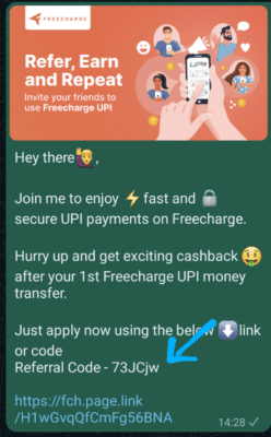 Freecharge UPI Referral code 