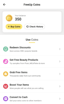 Redeem Freeup Coins