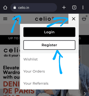 Register in Celio