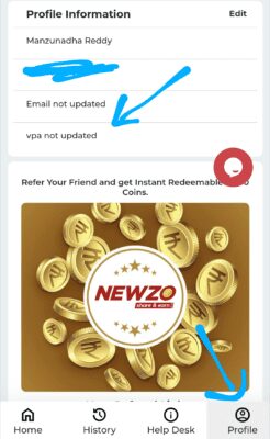 Newzo Referral Code, Link. Refer & Earn ₹10 5 Add UPI details in Newzo