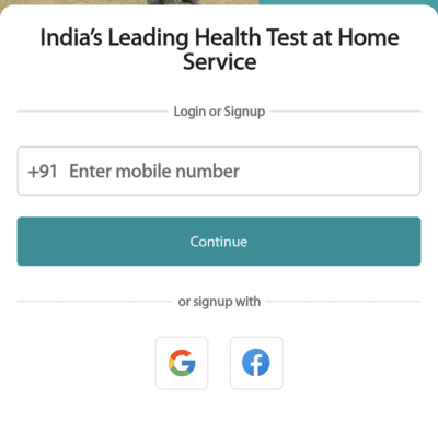 Enter Mobile Number in Healthians app