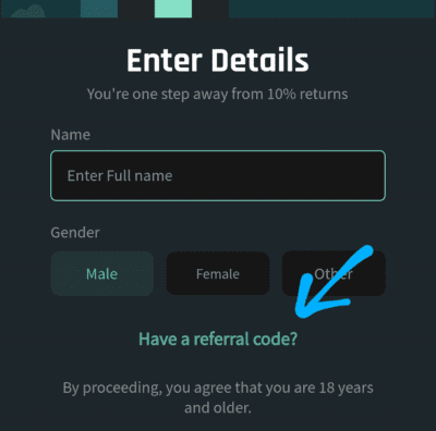 Enter fello Referral code 