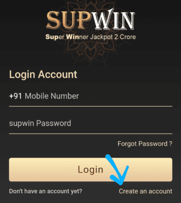 Create supwin account