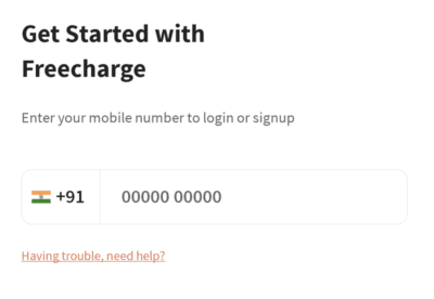 Enter Mobile number in Freecharge