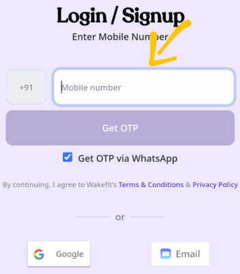 Enter mobile number 
