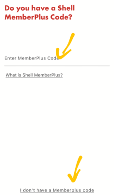 Enter Shellplus member Code